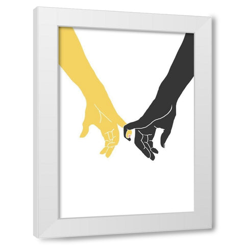 Hands Pinky White Modern Wood Framed Art Print by Artographie Studio