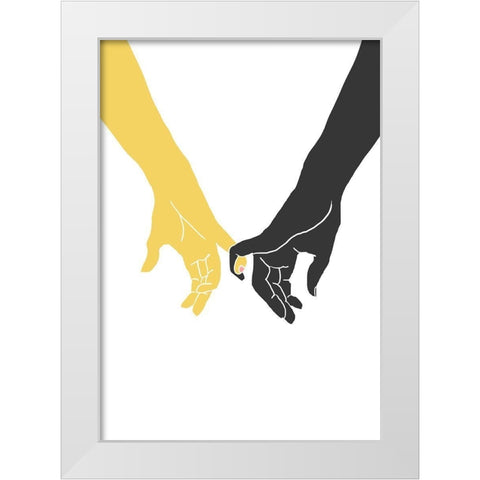 Hands Pinky White Modern Wood Framed Art Print by Artographie Studio