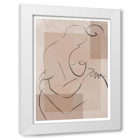 The Hug White Modern Wood Framed Art Print by Artographie Studio