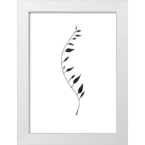 Black Leaf White Modern Wood Framed Art Print by Artographie Studio