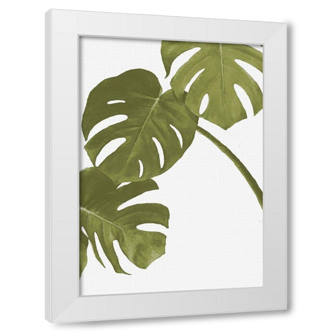 Golden Monstera 01 White Modern Wood Framed Art Print by Artographie Studio