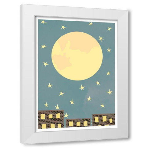 Starry Evening White Modern Wood Framed Art Print by Artographie Studio