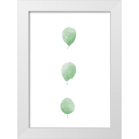 Birch Leaves in Row White Modern Wood Framed Art Print by Artographie Studio