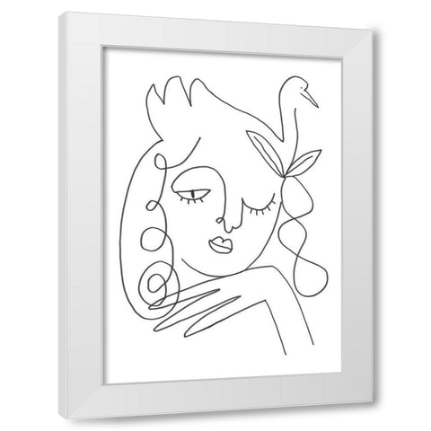 The Swan White Modern Wood Framed Art Print by Artographie Studio