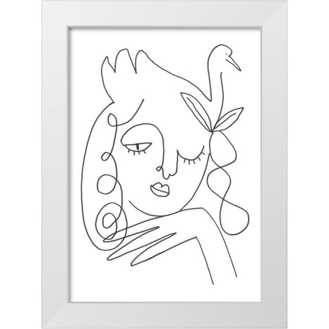 The Swan White Modern Wood Framed Art Print by Artographie Studio