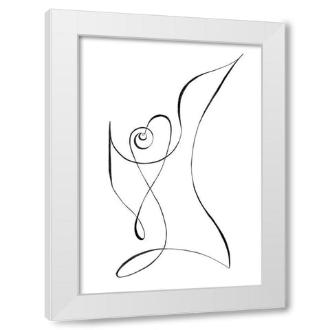 One Line 01 White Modern Wood Framed Art Print by Artographie Studio