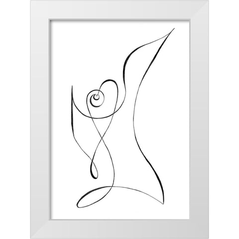 One Line 01 White Modern Wood Framed Art Print by Artographie Studio