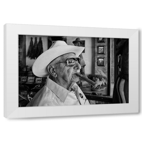 Man with Cigar White Modern Wood Framed Art Print by Liviero, Tony