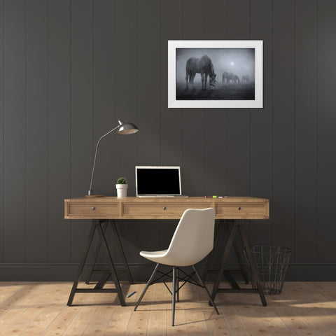 Moonlit White Modern Wood Framed Art Print by Malach, Samuel