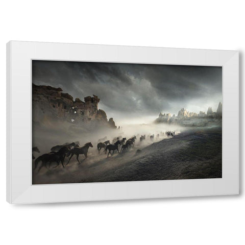 Migration White Modern Wood Framed Art Print by Taskin, Huseyin