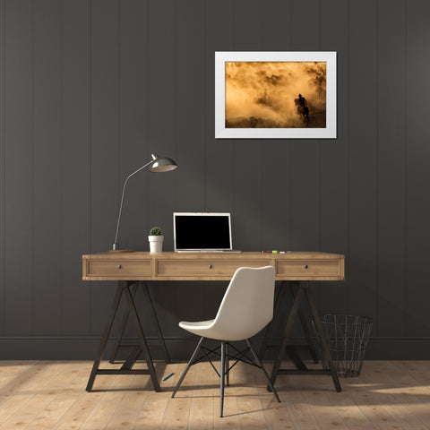 Cappadocia wild horses White Modern Wood Framed Art Print by Mirica, Dan