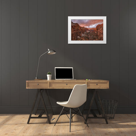 Zion NP Overlook Sunset White Modern Wood Framed Art Print by Xie, April
