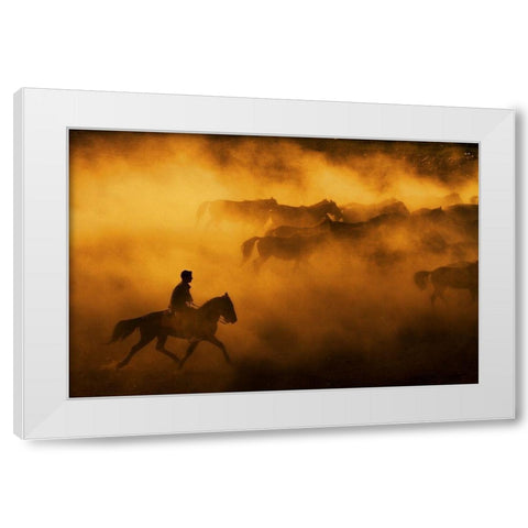 Cowboy White Modern Wood Framed Art Print by Tunc, Feyzullah