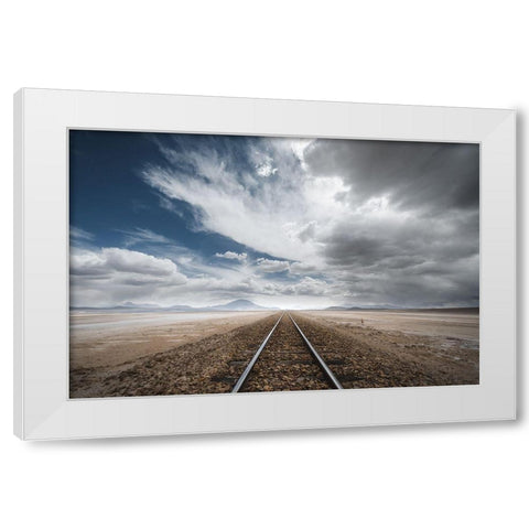 The Long Road White Modern Wood Framed Art Print by Anton, Rostovskiy