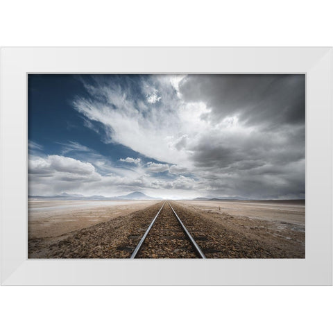The Long Road White Modern Wood Framed Art Print by Anton, Rostovskiy