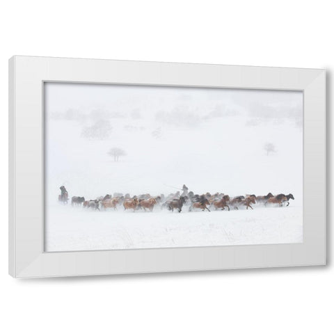 Winter Pastures White Modern Wood Framed Art Print by Xu, Tony