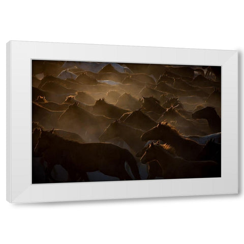 The Herd White Modern Wood Framed Art Print by Sahin, Ramiz