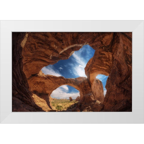 Double arch White Modern Wood Framed Art Print by Pablo, Juan de