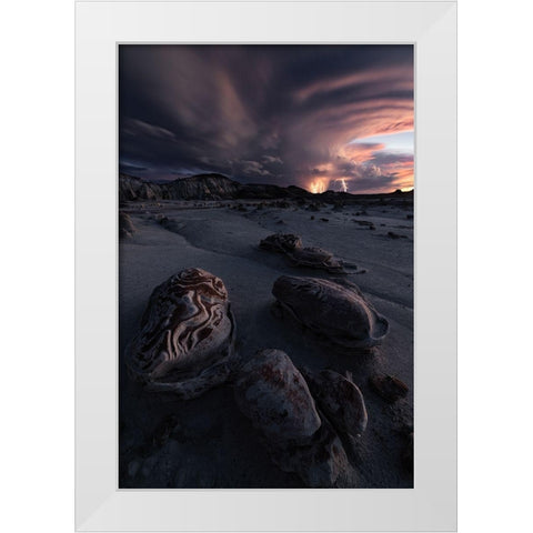 Lightning Up White Modern Wood Framed Art Print by Ning, Aidong