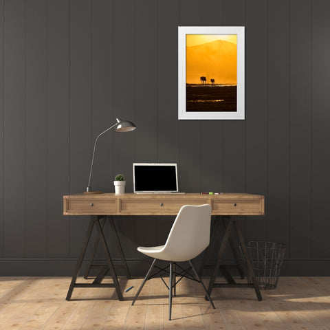 Following Mommy White Modern Wood Framed Art Print by Pancareken, Yavuz