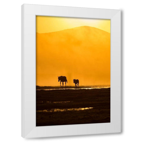 Following Mommy White Modern Wood Framed Art Print by Pancareken, Yavuz