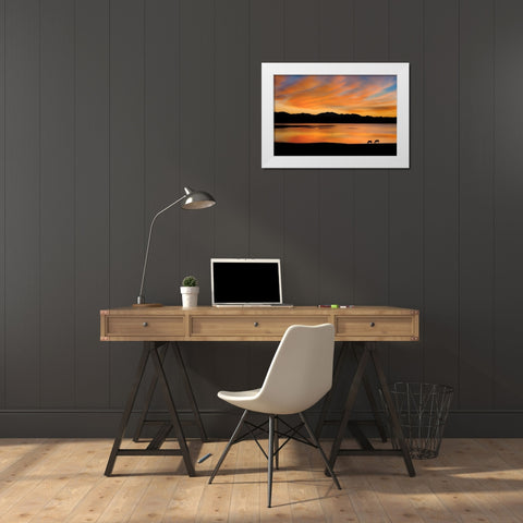 Sayram Dawn White Modern Wood Framed Art Print by Zhu, Hua