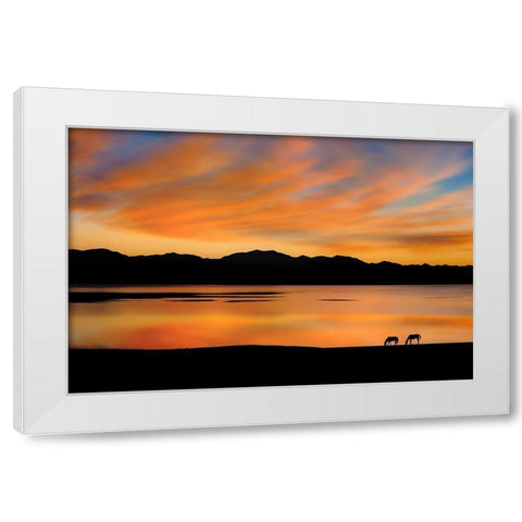 Sayram Dawn White Modern Wood Framed Art Print by Zhu, Hua