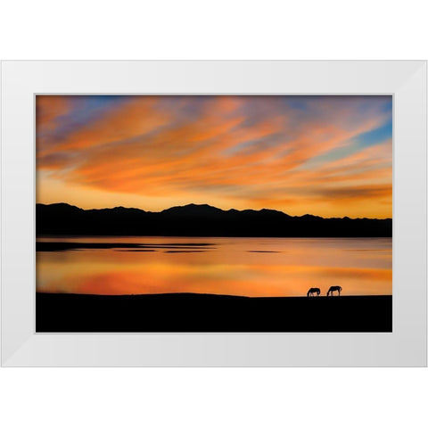 Sayram Dawn White Modern Wood Framed Art Print by Zhu, Hua