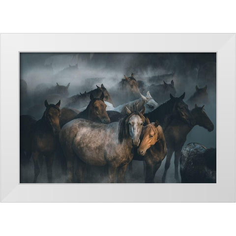 Love White Modern Wood Framed Art Print by Taskin, Huseyin