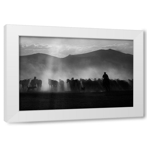 Cowboy White Modern Wood Framed Art Print by Basa, Emine