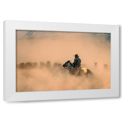 Cowboy White Modern Wood Framed Art Print by Bilgin, Zuhdu