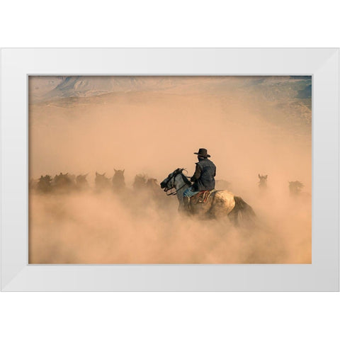 Cowboy White Modern Wood Framed Art Print by Bilgin, Zuhdu