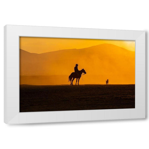 Mans Best Friends White Modern Wood Framed Art Print by Tekdogan, Barkan