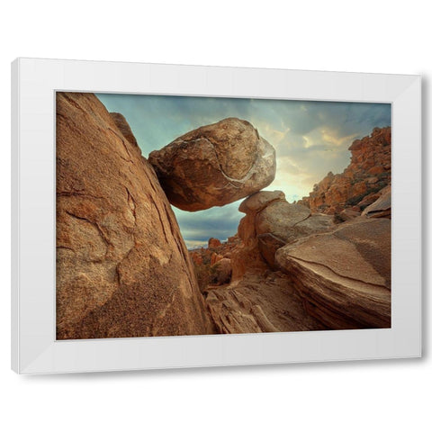 Balanced Rock White Modern Wood Framed Art Print by Perlow, Gary