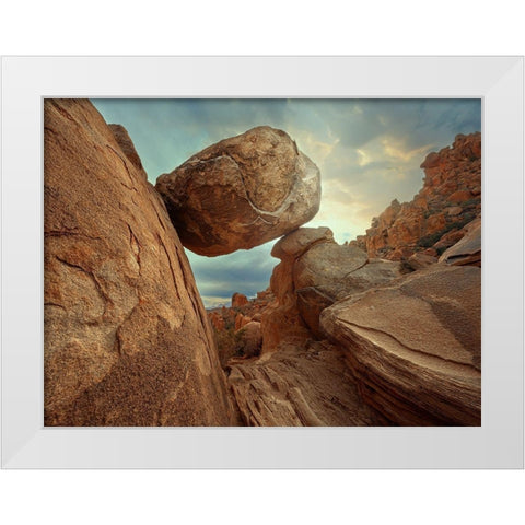 Balanced Rock White Modern Wood Framed Art Print by Perlow, Gary