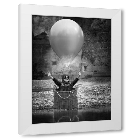 Fly me to the moon White Modern Wood Framed Art Print by Birkhofer, Bruno