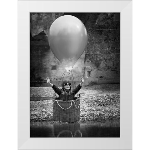 Fly me to the moon White Modern Wood Framed Art Print by Birkhofer, Bruno