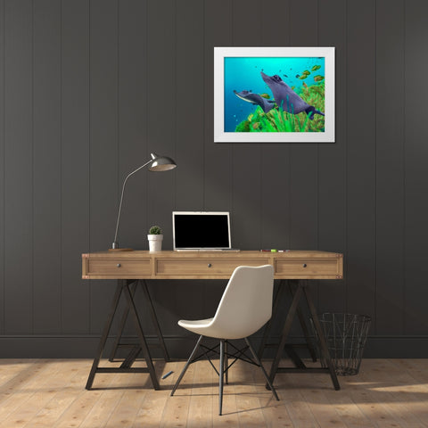 Blue Skates-Balicasag Island-Philippines White Modern Wood Framed Art Print by Fitzharris, Tim