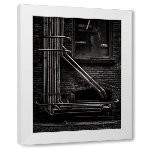 Alleyway Pipes No 2 White Modern Wood Framed Art Print by Carson, Brian