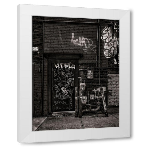 Alleyway Pipes No 4 White Modern Wood Framed Art Print by Carson, Brian