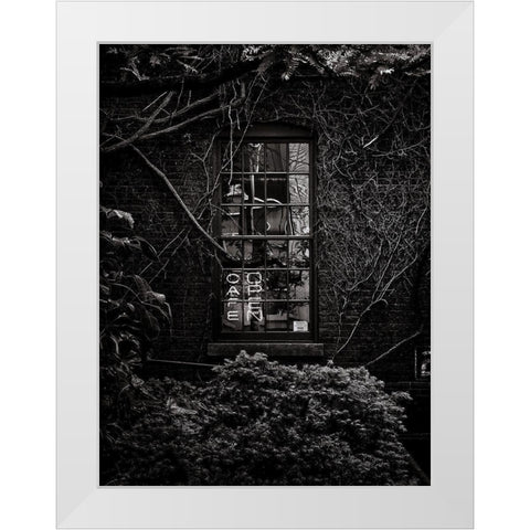 CafÃ© Open White Modern Wood Framed Art Print by Carson, Brian