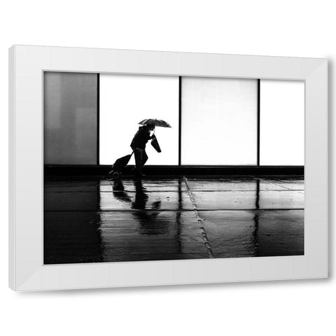 It Was a Rainy Day No 8 White Modern Wood Framed Art Print by Carson, Brian