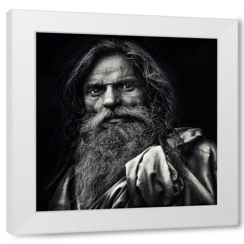 the man from Agra White Modern Wood Framed Art Print by Flour, Piet