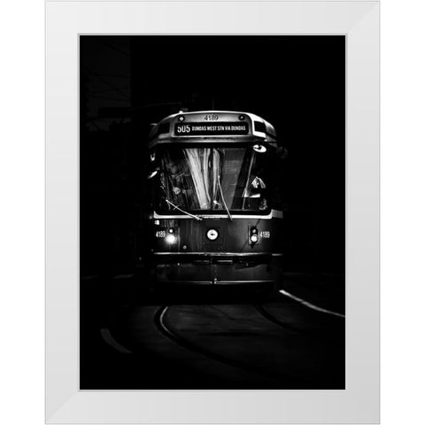 Dundas Street Car Toronto White Modern Wood Framed Art Print by Carson, Brian