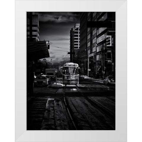 St Clair Street Car Toronto White Modern Wood Framed Art Print by Carson, Brian