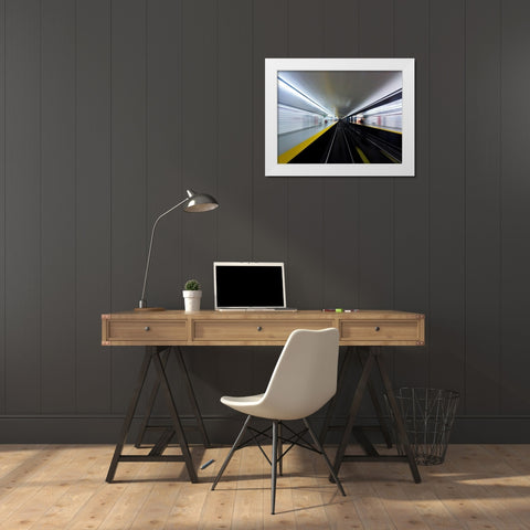 Toronto Subway System Speed No 3 White Modern Wood Framed Art Print by Carson, Brian