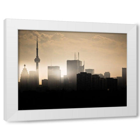 Toronto Skyline Sunset White Modern Wood Framed Art Print by Carson, Brian