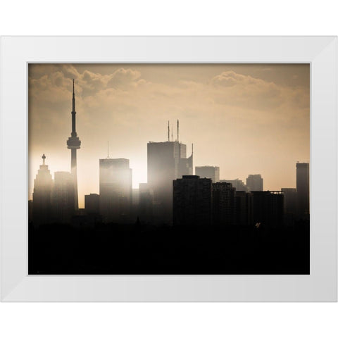 Toronto Skyline Sunset White Modern Wood Framed Art Print by Carson, Brian