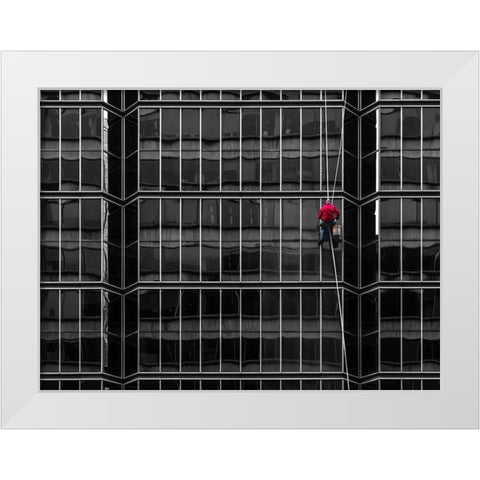Window Washing No 6 White Modern Wood Framed Art Print by Carson, Brian