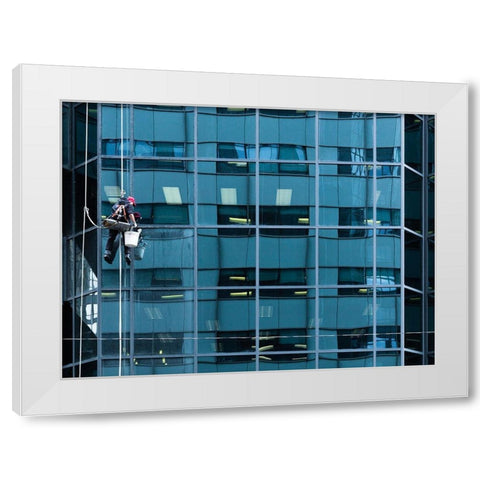 Window Washing No 7 White Modern Wood Framed Art Print by Carson, Brian